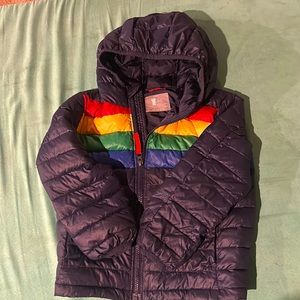 Primary Rainbow Puffer Coat Size 4-5